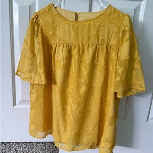 Yellow Floral Lace Women's Top